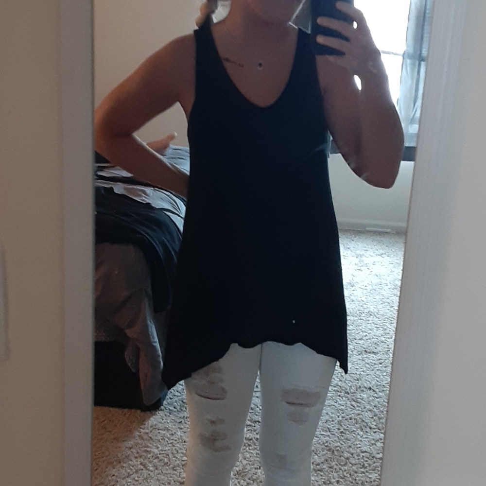 Long black tank top